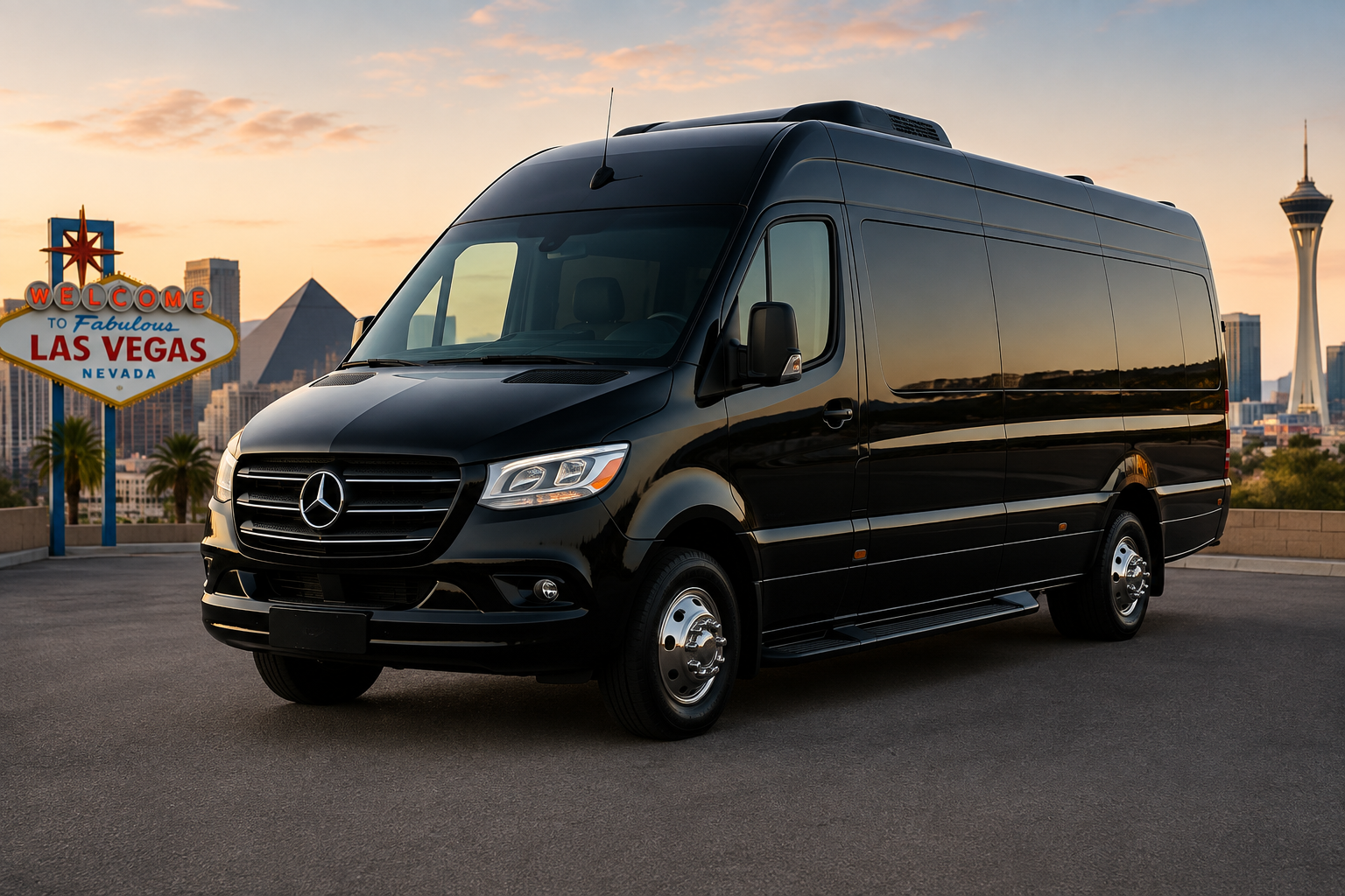Black Mercedes-Benz Sprinter limousine in Las Vegas